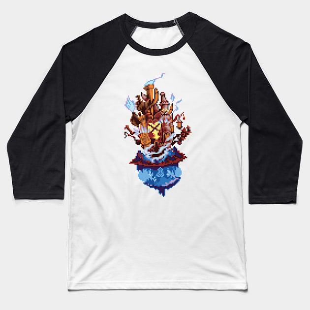 Hollow Bastion Pixel Art Baseball T-Shirt by inotyler